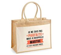 Cabas jute avec poche Marthe Parfaite Cadeau humour femme Anniversaire Noël fête des Mères Mamie | Sac shopping courses
