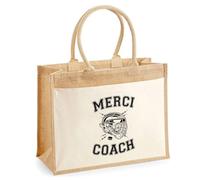 Cabas jute avec poche Merci Coach Hockey Cadeau Fin d’Année Remerciement Femme Homme Idéal Retraite | Sac Shopping Pratique pour Courses
