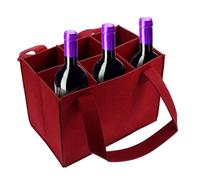 Cabas pour Bouteilles de Vin en Feutre - 25x18x16 cm Gris Foncé/Gris Clair/Vin Rouge 1 Set, Transporteur Portable avec Poignées | Parfait pour pique-nique mariage voyage fête d'anniversaire stockage d