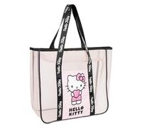 Cabas Premium Hello Kitty Femmes et Filles Tote Filet - Grand Sac de Plage Transparent Hello Kitty, Sac Tote Filet Semi-transparent Léger et Spacieux, Sac de Plage, Piscine Été