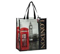 Cabas Souvenir de Londres Big Ben et Cabine téléphonique Noir et Blanc et téléphone Rouge