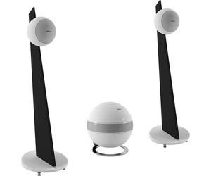 Cabasse Pearl Sub Blanc mat + Riga 2 Blanc mat sur pied noir (la paire) - Mini chaînes hi-fi