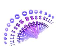 CABBE Lot de 50 écarteurs d'oreille en Silicone + écarteurs et Plugs en Acrylique 14 G-00 G