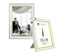 CABBEL Lot de 2 Cadres Photos CELI Blanc-Or 13x18 cm - Cadres Baroques Vintage avec Verre Acrylique Incassable, Pour Photos et Décoration Murale Élégante