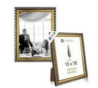 CABBEL Lot de 2 Cadres Photos CELI Doré 13x18 cm - Cadres Baroques Vintage avec Verre Acrylique Incassable, Pour Photos et Décoration Murale Classique