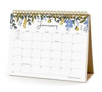 Cabbrix Petit calendrier de bureau 2025, à rabat sur pied, couvre 18 mois, de janvier 2025 à juin 2026, calendrier de bureau rabattable avec autocollants et motif floral, 20,3 x 15,2 cm