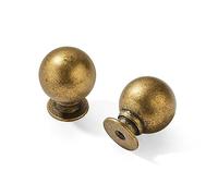CABDM Lot de 10 boutons de tiroir en laiton antique de 2,5 cm - Quincaillerie d'armoire de cuisine vintage - Poignées dorées antinques pour tiroirs.