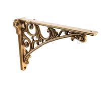CABDM Lot de 2 équerres d'étagère décoratives de 20,3 cm, en laiton antique pour étagères, vintage robuste, projets de bricolage, matériel inclus, 20 x 14,2 x 4,4 cm, style baroque
