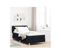 Cabeçote Box Spring avec Matelas - Noir - 90x200 cm Tissu 3340194