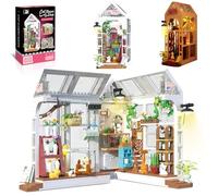 Cabeeskii Book Nook Blumenhaus Set, Maison de Construction avec LED, Booknook Blocs de Construction Cadeaux pour Adultes, Garçons et Filles à partir de 8 Ans