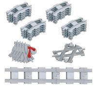 Cabeeskii Ensemble de Voies ferrées à Blocs de Construction, composé de Rails transversaux, Droits et Courbes, compatibles avec Le Leader du marché pour Les Enfants de 2 Ans et Plus (57PCS)
