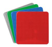 Cabeeskii Grande base de construction compatible avec Lego Duplo, 38 x 38 cm, jouet de construction pour filles et garçons (4 pièces, rouge, bleu, gris, vert)