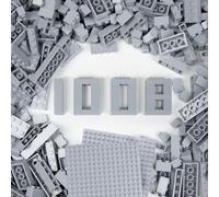 Cabeeskii Lot de 1008 blocs de construction classiques en vrac gris clair en 7 dimensions - Compatible avec toutes les grandes marques - Briques basiques multicolores - Pour enfants et amateurs de MOC