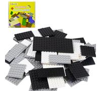 Cabeeskii Plaque de Construction Classique Compatible avec Les pièces et éléments Lego, Briques de Construction, pour la Plupart des Marques (Black, White, Lightgrey, 60PCS)
