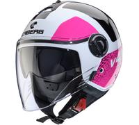 Caberg Riviera V4 X Alpha Casque jet, noir-blanc-rose, taille S pour homme