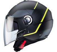 Caberg Riviera V4 X Geo, casque à jet S Mat Noir/Gris/Jaune Néon Mat Noir/Gris/Jaune Néon