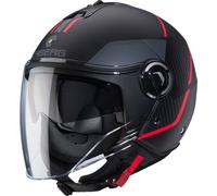 Caberg Riviera V4 X Geo casque jet, noir mat/rouge, XS (53/54)