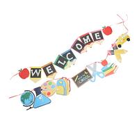 Cabilock 1 Ensemble Bienvenue pour tirer le drapeau bienvenue aux bannières de l'école guirlande de bruant rustique bannière de retour à l'école fournitures de fête de bienvenue Papier