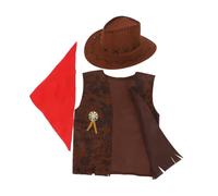 Cabilock 1 Ensemble Costume de Cowboy pour Fille Ensemble avec Bandana Gilet et Chapeau Tenue Western pour Fête Halloween et Jeux de Rôle Wild West