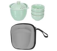 Cabilock 1 ensemble de théière Kung Fu de voyage : mini théière Kungfu Gaiwan portable en céramique chinoise avec pour bureau, fête en plein air, après-midi