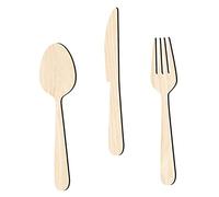 Cabilock 1 Ensemble Signe De Couteau Fourchette Cuillère en Bois Décor De Signe De Mur Enseigne Murale Ustensiles Décor De Couverts Rustiques Fourchette Et Cuillère Art Mural Beige Tilleul