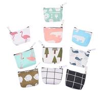 Cabilock 1 Jeu Étui À Clés De Dessin Animé Pochette Zippée en Toile Changer De Pochette Small Change Purse Mini-Bourse De Monnaie Jolie Pochette De Pièce Bourse De Dessin Animé 10 Pièces