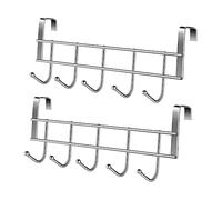 Cabilock 1 Jeu Patère Arrière De Porte En Acier Inoxydable Cintre En Acier Inoxydable Avec 5 Crochets Patères En Crochets De Porte Épaissis Fer Forgé Silver 2 Pièces