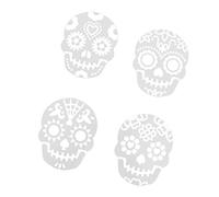 Cabilock 1 Lot De 4 Moules En Spray Pour Gâteau En Forme De Crâne - Pochoir À Gâteau Jour Des Morts - Pochoirs En Forme De Crâne - Pochoir À Gâteau Décoratif - Moules À Gâteaux D'Halloween