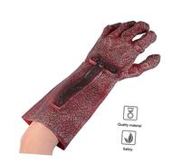 Cabilock 1 Paire en vinyle du diable de sang de zombie squelette sanglant faire la fête cosplay noir costumes Halloween effrayant les accessoires de mascarade rouge