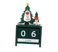 Cabilock 1 Pièce Calendrier en Bois Noël Bloc Planificateur Date du Mois Calendrier de l'Avent Calendrier de Bureau Calendrier perpétuel Calendrier de Table Green
