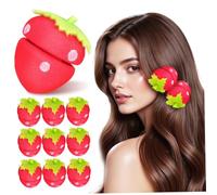 Cabilock 10 Pièces Bigoudis Fraise sans Chaleur, Bigoudis Mousse Rouge de Fraise, Coiffage Rapide, Boucles Naturelles, pour Femmes, Usage Quotidien et Nuit