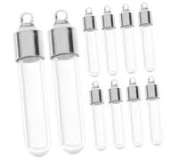 Cabilock 10 Pièces Bocaux Miniatures Verre Transparent Bouteilles Souhaits Tubulaires Couvercle Accessoires DIY pour Colliers Décorations