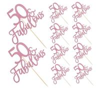 Cabilock 10 Pièces Lot de Décorations Gâteau Fabulous Rose Doré pour Anniversaire Femme Décorations Polyvalentes pour Gâteaux Desserts et