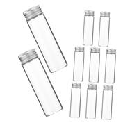 Cabilock 10 pièces Mini Bouteilles Verre avec Bouchons à Vis Aluminium Fioles Vides pour Échantillons Stockage Liquide Huiles Essentielles Parfum Voyage Étanches et Portables