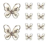 Cabilock 10 pièces Nail Art Ornaments Cat Eye Stone Hollow Butterfly Charms Manicure Decor With Rhinestones Alloy Nail Stickers