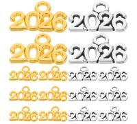 Cabilock 100 breloques chiffres 2026 pour la création de bijoux DIY - Pendentifs en alliage moyen pour colliers, bracelets, porte-clés, décorations de remise de diplômes et de Nouvel An,