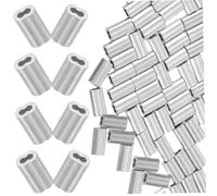 Cabilock 100 pièces Manchons Aluminium Sertissage Double Forme pour Câbles et Câbles Frein Cosse Sertir Résistante et Légère