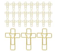 Cabilock 100 Pièces Trombones Croisés en Métal Or de Cœur et Croix pour Organisation de Documents, Gestion de Papiers, pour Bureau et Groupes D'étude
