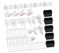 Cabilock 101 pièces Kit Crochets Perforés pour Panneaux Perforés avec Plateau Crochets pour Rangement Doutils Supports Suspendus Polyvalents pour Atelier et Garage Organisation des