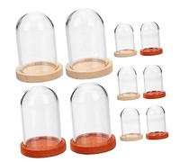 Cabilock 10pièces Verre Transparent avec Base pour Petite Vitrine Globe Rose Et Présentoir Verre Vitrine Transparente pour Objets De Collection