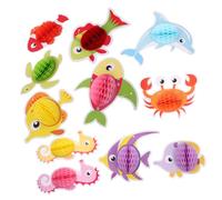Cabilock 11 pièces Décorations Suspendues Nid Abeille Thème pour Fête Plage été Piscine avec Animaux Marins pour Ambiance Tropicale