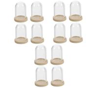 Cabilock 12 Ensembles Mini Cloche Verre avec Plateau de Verre pour Fleurs et Décorations DIY Accessoires pour Micro Paysage et Décoration de Maison