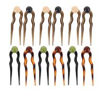 Cabilock 12 Épingles à Cheveux de U pour Chignon 12 Pièces Couleurs Caramel Gris Foncé Ivoire Vert Accessoires Vintage pour Cheveux Longs et Épais Outils Rapides pour Coiffures de