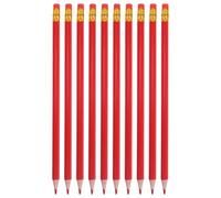 Cabilock 12 Pièces Crayon Rouge Hexagonal en Bois et Plastique avec Gomme | Mine Dure Prétaillée, Effacement Propre sans Résidu, Prise Confortable, pour Office, Croquis et Notation