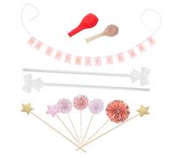 Cabilock 12 Pièces Décorations Gâteau avec Toppers Happy Birthday Confettis Ballons Éventails pour Anniversaire Élégance Festive
