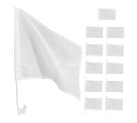 Cabilock 12 Pièces Drapeaux à Main Blancs Diy pour Voiture Décorations de Fenêtre Faciles à Installer Sans Outils Drapeaux Agitables pour Course et Événements avec Mâts