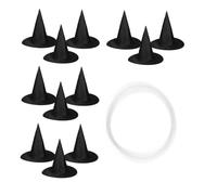 Cabilock 12 Pièces Halloween Witch Hats Hanging Decorations Lightweight Foldable Fabric Wizard Caps With Rope For Indoor Outdoor Party And Decor