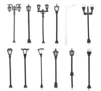 Cabilock 12 pièces Mini Street Lights for Micro Landscape Decoration Mini Garden Decor Props Random Style Model Lamps for Dollhouse and Table