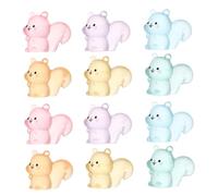 Cabilock 12 Pièces Miniature Resin Animal Figurines Glow in The Dark Luminous Cute Squirrel Decorations for Fairy Garden Micro Landscape and Dollhouse