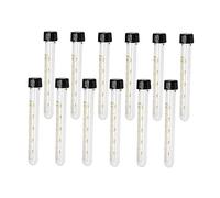Cabilock 12 pièces Tubes à Essais Verre Transparent avec Bouchons à Vis Noirs Tubes de Laboratoire Résistants Chaleur Fond Rond pour Expériences et Centrifugation